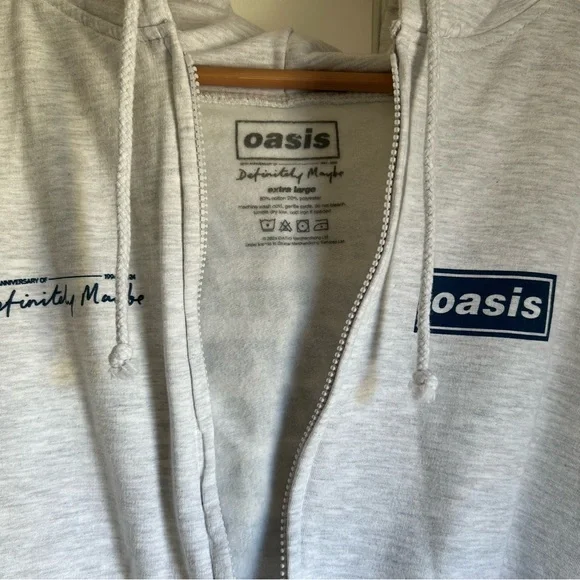 Oasis Band Logo Tracklist Grey Hoddie XL - Picture 6 of 6